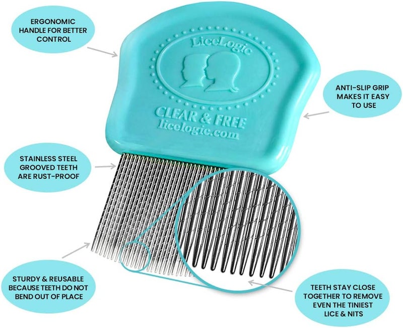 LiceLogic Lice Eliminator Lice Egg & Nit Comb - Professional Grade Stainless Steel Comb for Effective Lice Removal - Image 2